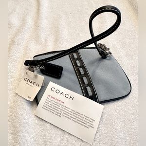 COACH Mini Wristlet Blue Suede